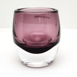 Purple Submerged in Transparent Hand Blown Glass, Handmade in Poland